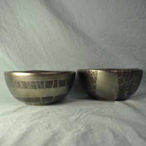 TWO signed 22 oz bowls 2007 Michael Wainwright pottery ceramic grey (w1451)